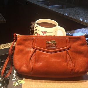 Coach Orange Leather Wristlet/Wallet